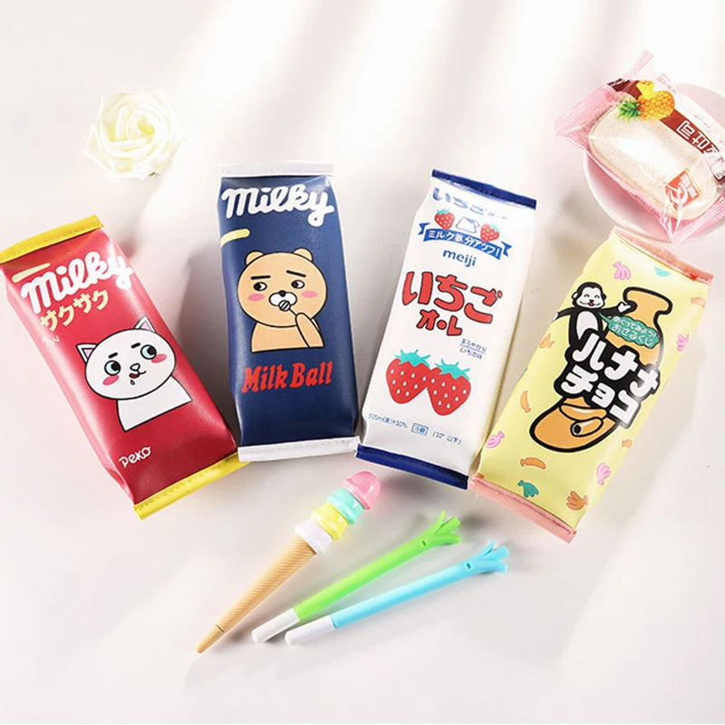 Большие вместительные школьные пеналы из искусственной кожи Kawaii для девочек