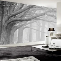 custom 3d wall mural retro modern black and white forest tree wallpaper living room bedroom background wall painting home decor