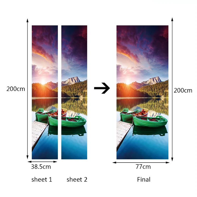 

landscape Scenery Door sticker Oil Painting Door Paint Bedroom Living Room Corridor Door Decorative PVC Wall Stickers