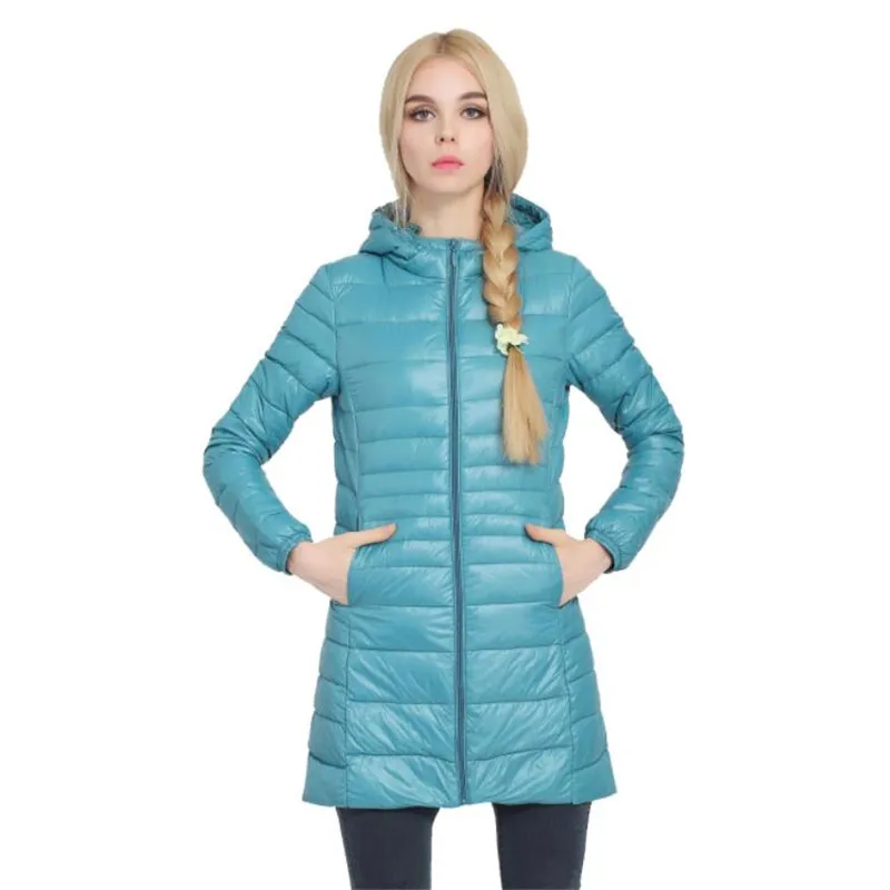 pink blue 6XL 7XL женский пуховик, зимний ультра-светильник, пуховик на белом утином пуху, женское длинное пальто с капюшоном, ветрозащитные пуховики, куртки, парки - Цвет: pink blue