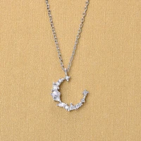 silver color crystal zircon moon collar necklaces for women pendant necklaces jewelry