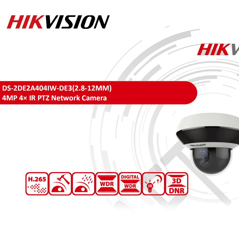 Hikvision оригинальная PTZ IP камера DS 2DE2A404IW DE3 4MP 4X zoom сеть POE H.265 IK10 ROI WDR DNR купольная