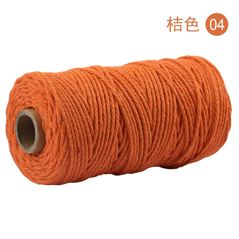 orange 3 мм гобелен из макраме цветной Плетеный RopeHandmade одножильный цветной Хлопковый Канат DIY Ювелирные изделия шпагат Хлопковый Канат - Цвет: orange