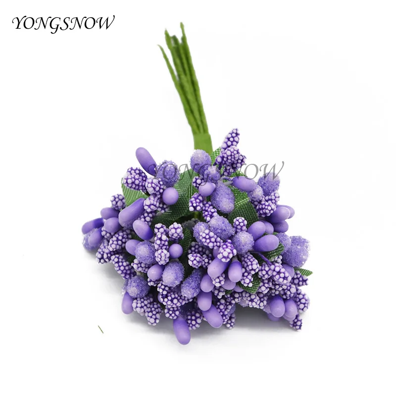 Purple 36 шт./лот, искусственный цветок тутового цвета, торчащий стебель, головка цветка для рукоделия, венок, свадебные украшения, скрапбукинг, вечерние украшения - Цвет: Purple