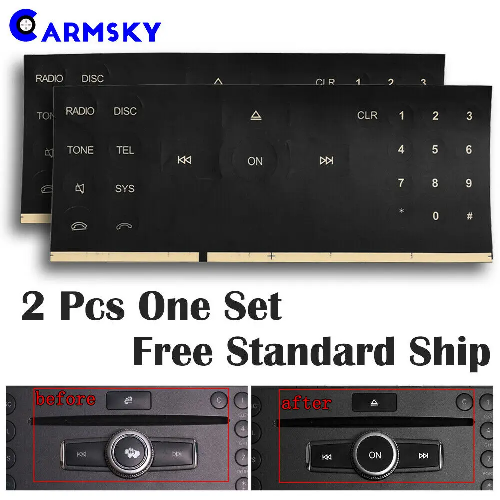 1PC/2PC Cars Radio Number Button Repair Stickers For 2007-2014 Mercedes Benz C E GLK W Class | Автомобили и мотоциклы