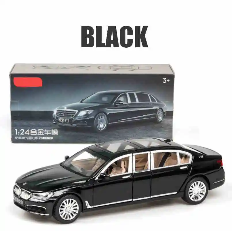 1/24 металлические Литые и игрушечные транспортные средства BM 760LI модель автомобиля звук и светильник коллекция автомобиля игрушки для мальчика Детский подарок - Цвет: Black with box
