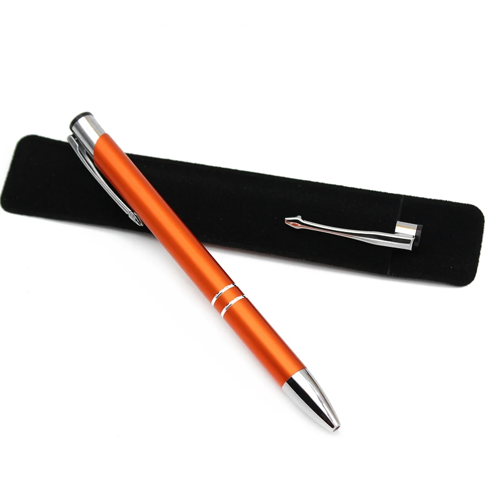 Orange With Bag 20* персонализированные Выгравированные металлические ручки Люкс Бизнес Свадебный подарок сувениры бизнес Логотип Название компании веб-сайт сумки - Цвет: Orange With Bag