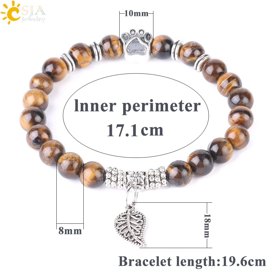 Браслет CSJA из натурального камня с бусинами мала обсидиан индийский оникс