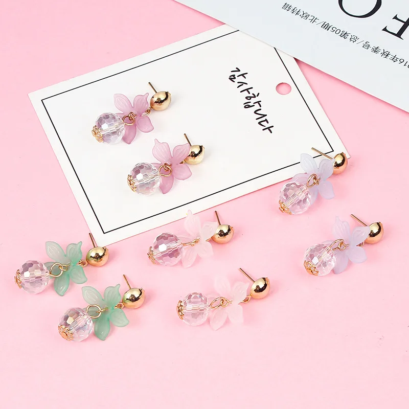 

12 pair petal crystal girl heart ear nail net red the same ear Earrings fashion ear accessories wholesale