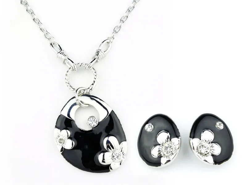 Сплав эмаль цветок ожерелье металлическая цепочка ожерелья и серьги набор