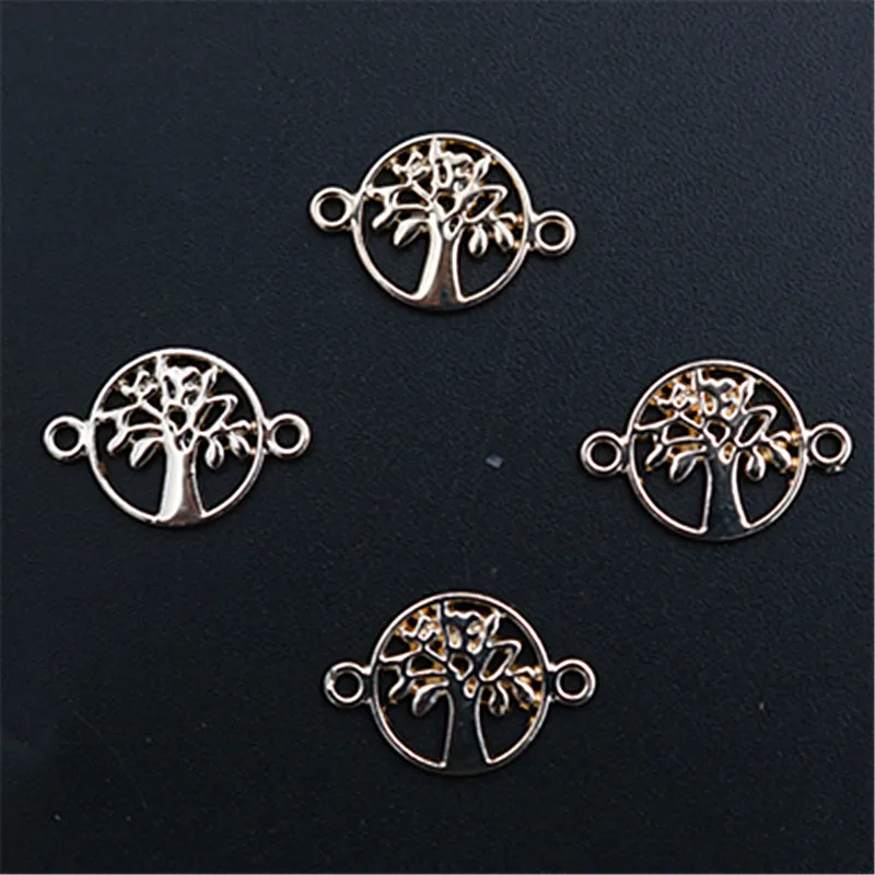 

10pcs Kc Gold Tree of Life Connectors DIY Charm Hip-Hop Bracelet Earrings Jewelry Crafts Making 18*12mm A388