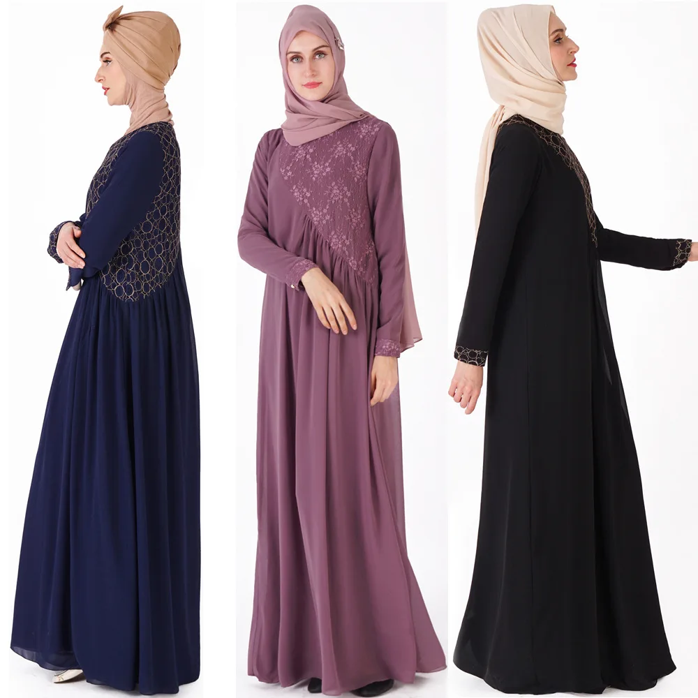 2019 Новый Абая, для мусульман кружевное платье мусульманское длинное платье для девочки длинный халат Jubah кимоно Рамадан арабских Исламская,...
