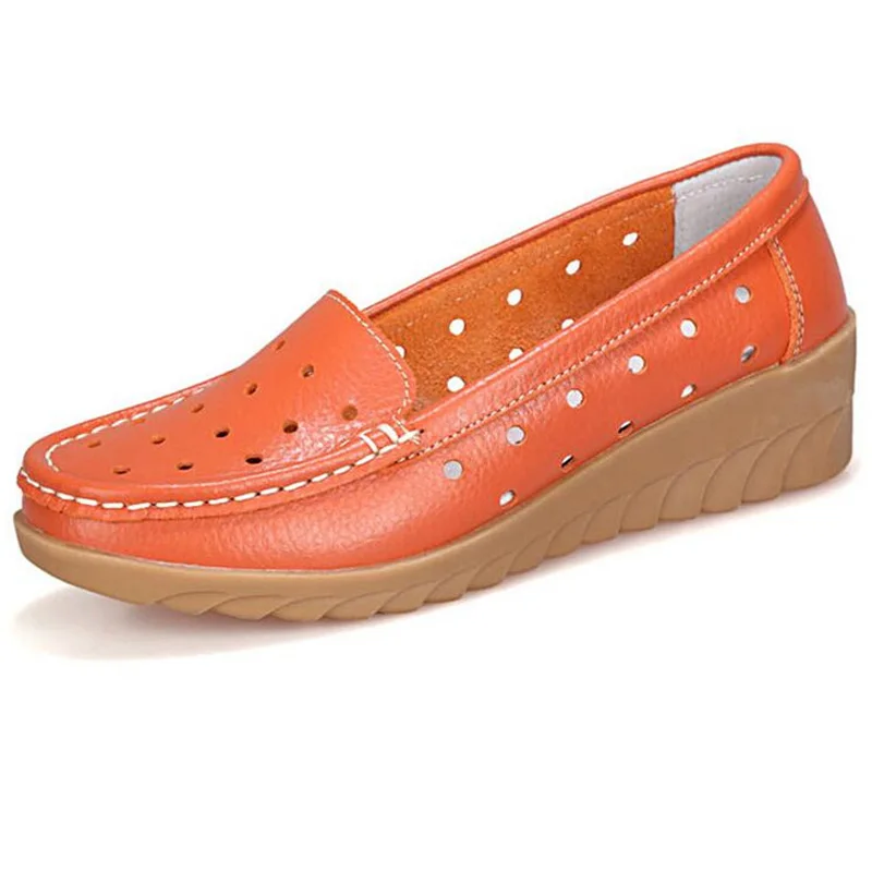 MVVJKE Genuine Leather Shoes Flat Cut outs Women Ballet Flats Four Seasons Nurse Loafers | Обувь