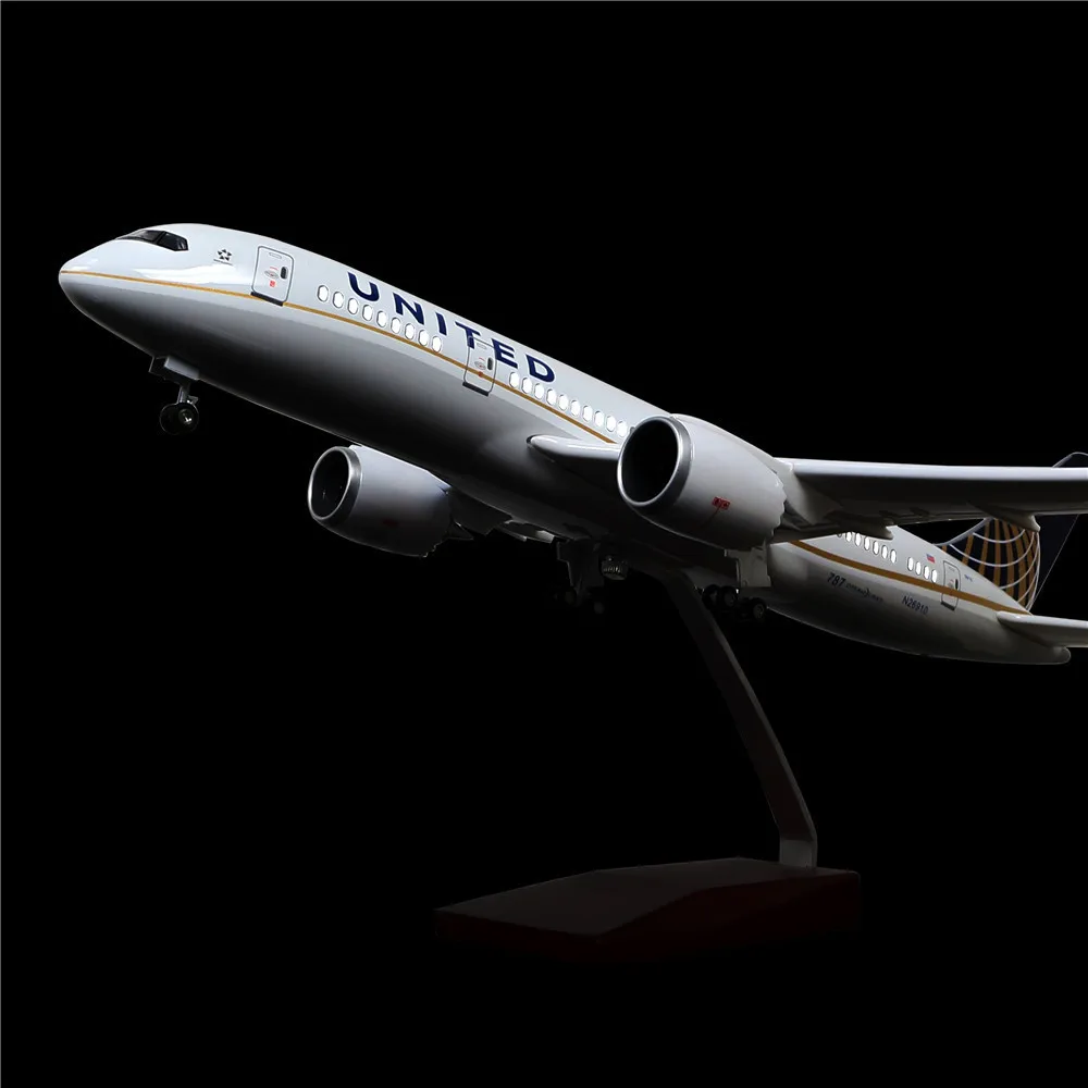46 см 1: 130 литой под давлением самолет модель Юнайтед AirlinesAirbus B787 со светодиодной