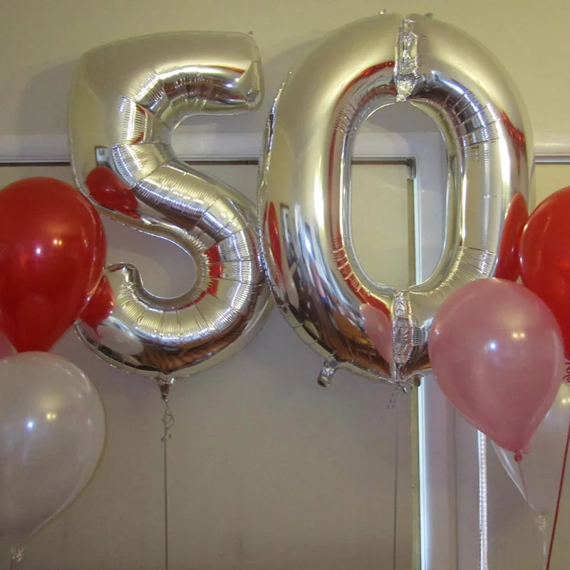 2 шт. 32/40 дюйма с днем рождения 50 фольга воздушные шары розовые синие золотые