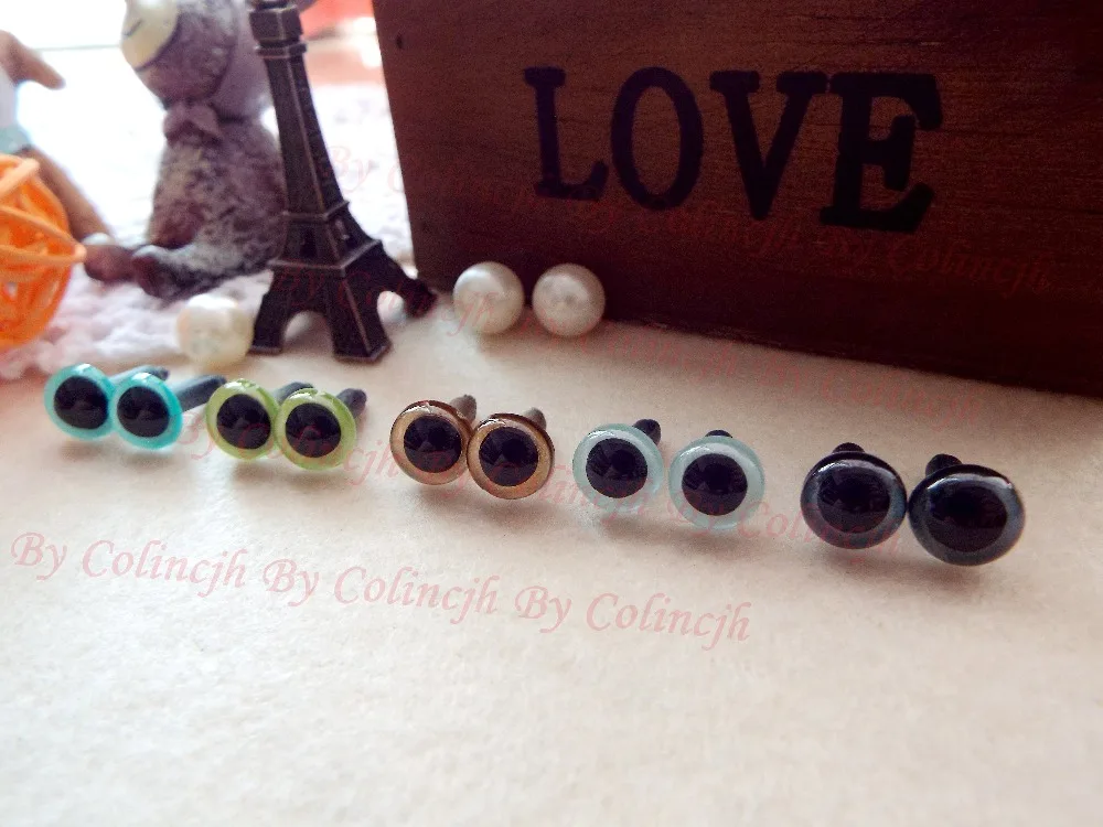 

Wholesale doll accessories 50pairs safety plastic eyes for toys 5 colors 6 sizes free shipping