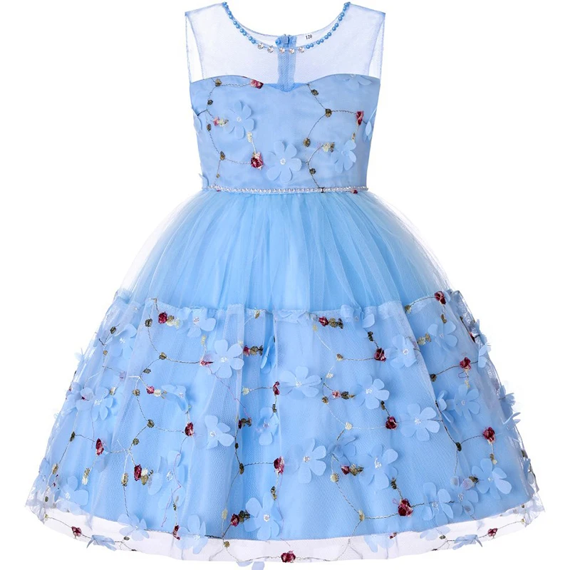 Новинка 2017 летние детские праздничные платья розового цвета с цветами для свадеб