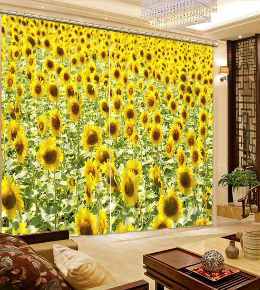 

photo Blackout Window Drapes Luxury 3D Curtains For Living room Bed room Office Hotel Home yellow curtains