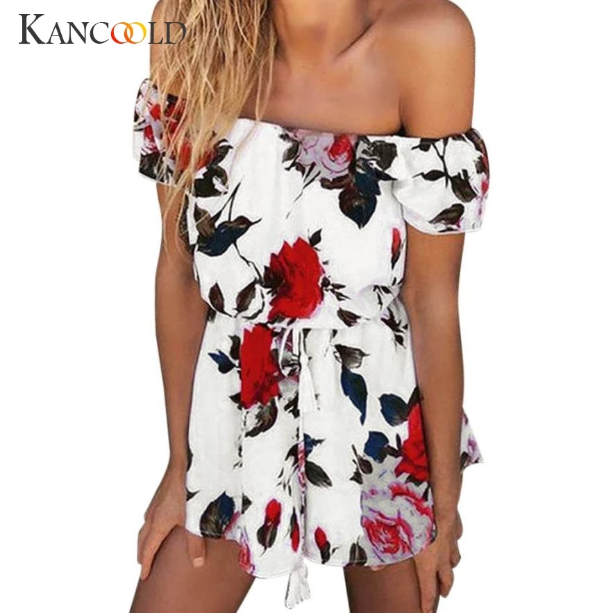 2017 элегантный сексуальный женский летний пляжный комбинезон с цветочным принтом