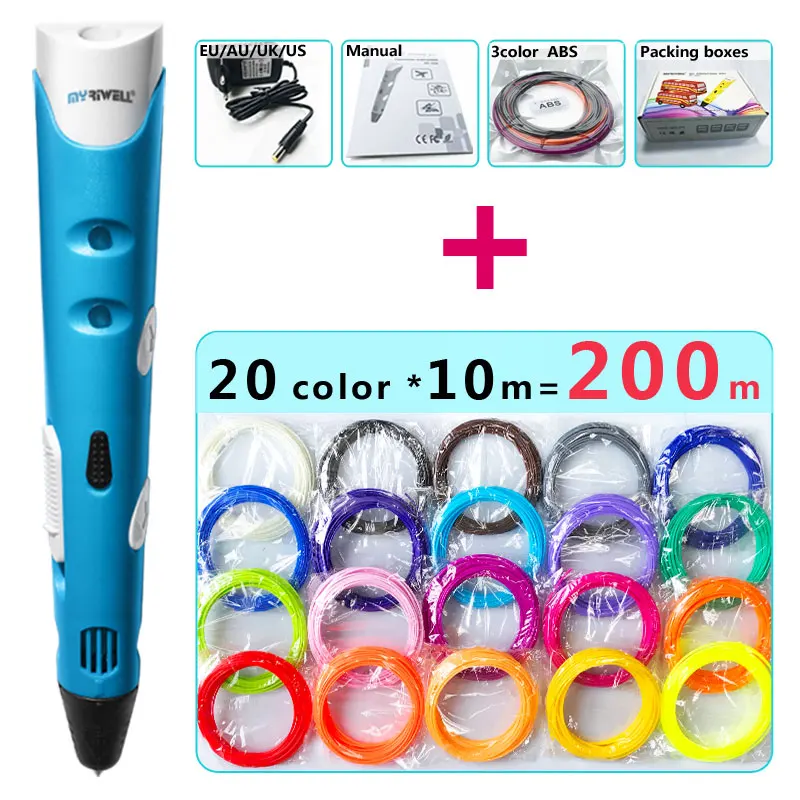 Myriwell 3d Ручка 3d ручки, 1,75 мм ABS/PLA нити, 3 d pen3d модель, Creative3d ручка для печати, лучший подарок для детей DIY креативный, pen-3d