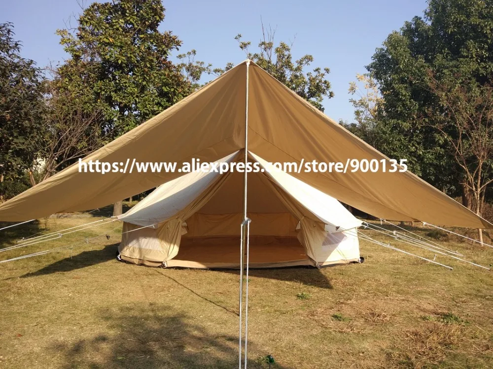 Диаметр 4 м Водонепроницаемый хлопковое полотно Белл палатка открытый Сибли Glamping