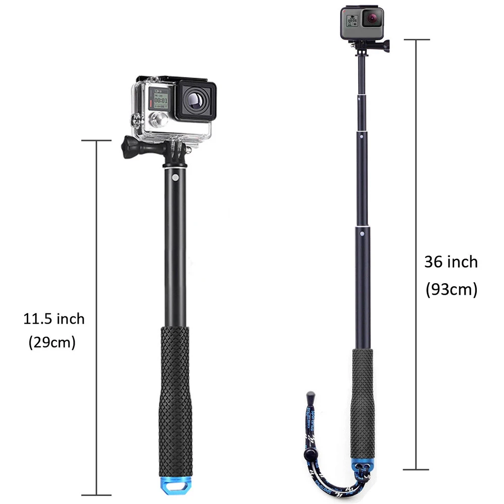 36 дюймов алюминиевый монопод для GoPro Hero 6 7 черный серебристый Session Sjcam Sj7 Yi 4K Экшн-камера селфи палка