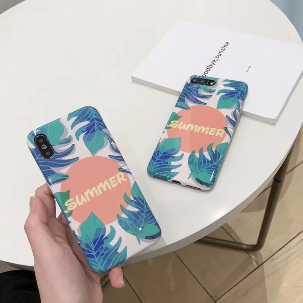 Ourpho IMD белый край чехол для iPhone X XR XS MAX модная заколка листьев 6 6s 7 8