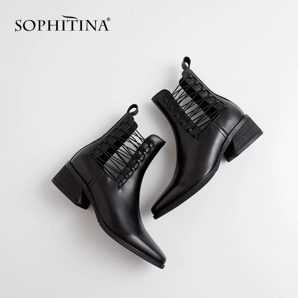 SOPHITINA/Новые Модные женские ботинки из натуральной кожи с острым носком Сезон