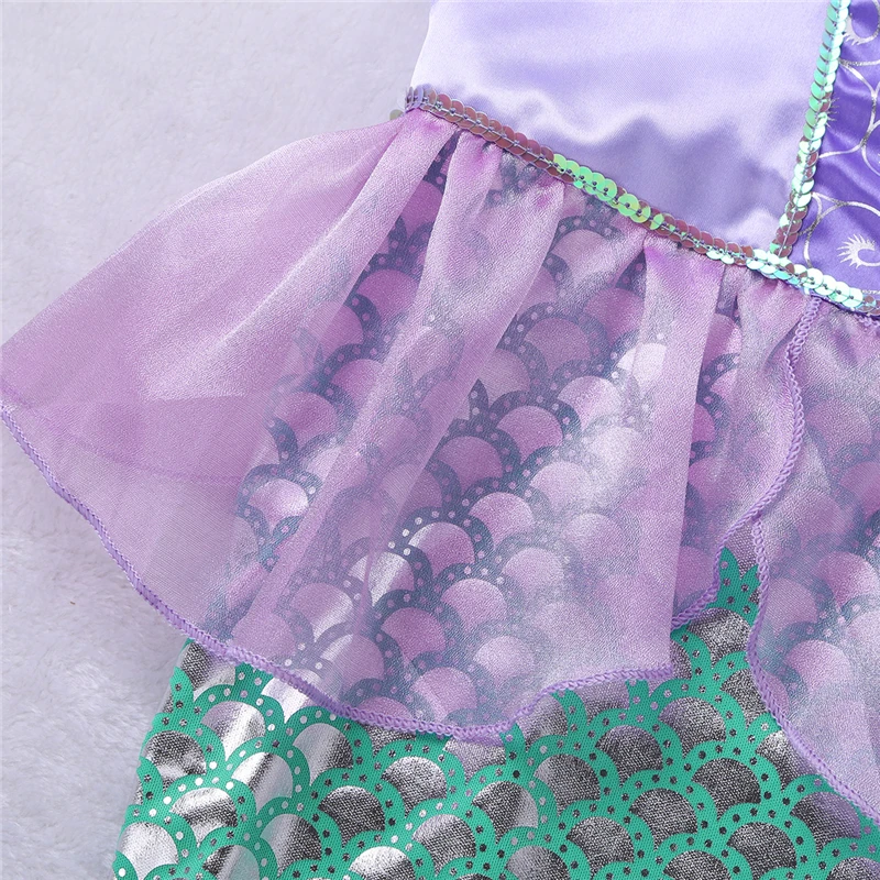 

Little Mermaid Princess Ariel Costume Girls Dress up Fancy Party Dress Shiny Sequins Mermaid Tails Party Holiday Costume