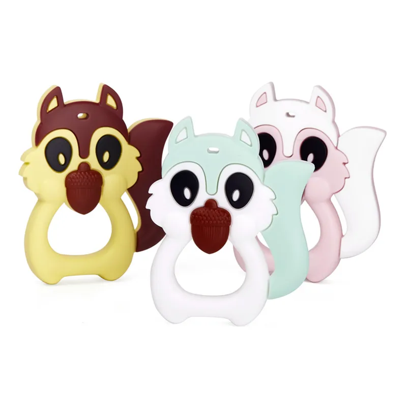 Squirrel Chenkai 10 шт силиконовый бабочка Слон Прорезыватель для зубов в форме единорога Детская соска пустышка Жевательная Кормление DIY сенсорные ювелирные изделия Прорезыватель зубов игрушка - Цвет: Squirrel