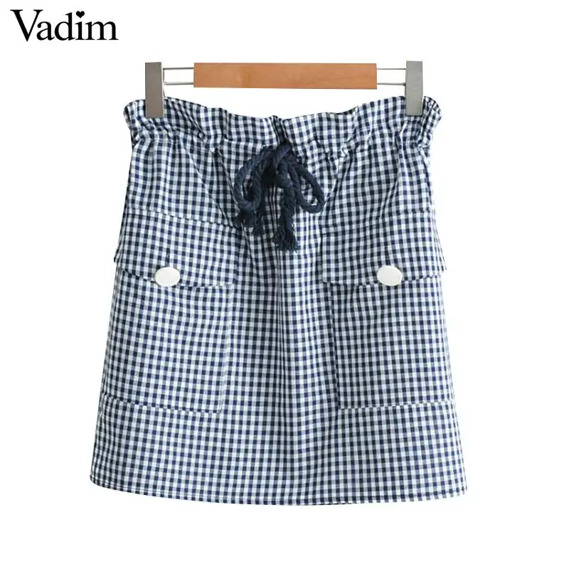 Вадим женщины сладкий плед мини-юбка faldas mujer кулиска винтажные женские