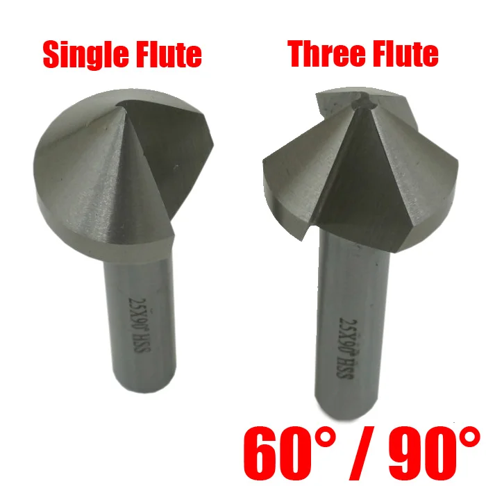 

25mm 30mm 35mm 40mm High Speed Steel HSS 60 90 Degree Single One Three 3 Flute Edge Chamfer Cutter Mill Countersink Drill Bit