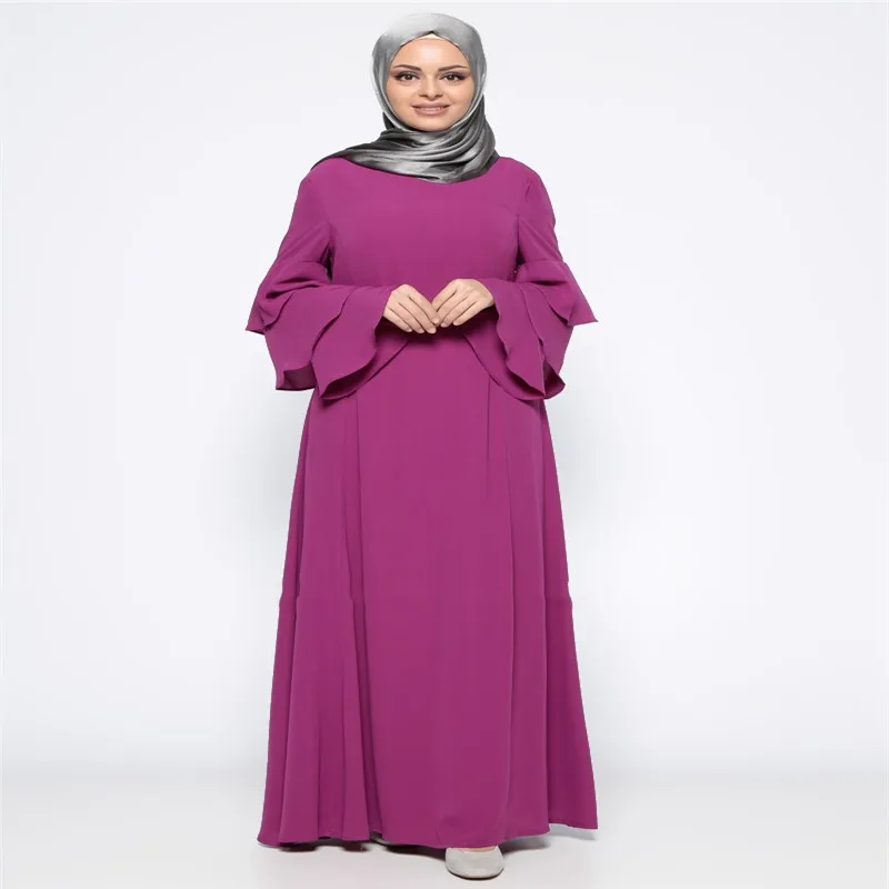 Женское платье макси с длинным рукавом Islamic Abaya Jilbab винтажное Кафтан оборками и