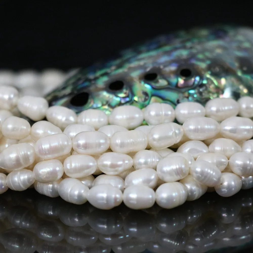 Natural white freshwater pearl loose beads top quality 7-8mm rice charms elegant fashion diy women gift jewelry 15inch B1340 | Украшения и
