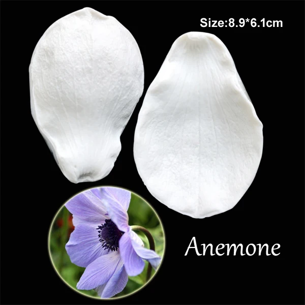 Anemone 29 большой пион роза тюльпан Орхидея цветок лепесток Veiner силиконовые формы украшения торта инструменты, Gumpaste Sugarcraft помадка плесень C337 - Цвет: Anemone