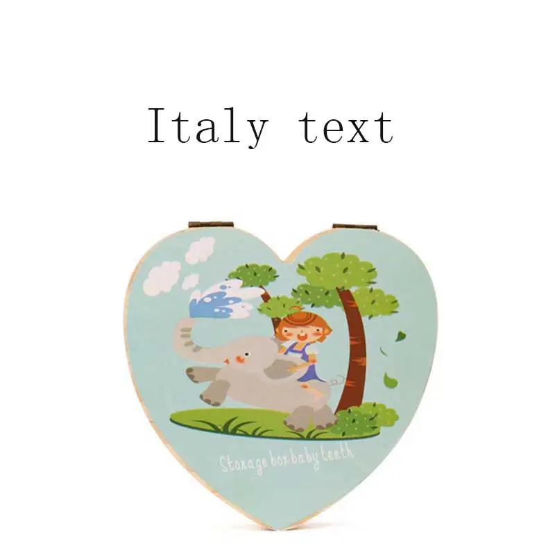 ItalyB Любовь Сердце Английский Голландский португальский Италия Дети зуб Коробка органайзер Сова/слон цвет краски ребенок сохранить молочные зубы деревянная коробка для хранения - Цвет: ItalyB