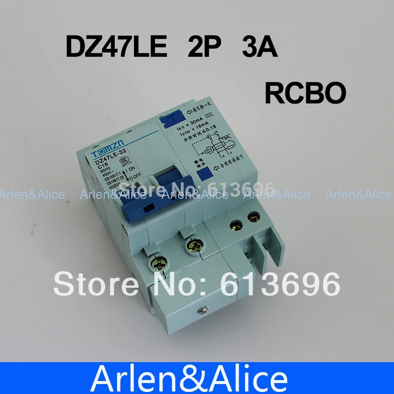DZ47LE 2P 3A 230V ~ 50 HZ/60 HZ автоматический выключатель остаточного тока с защитой от