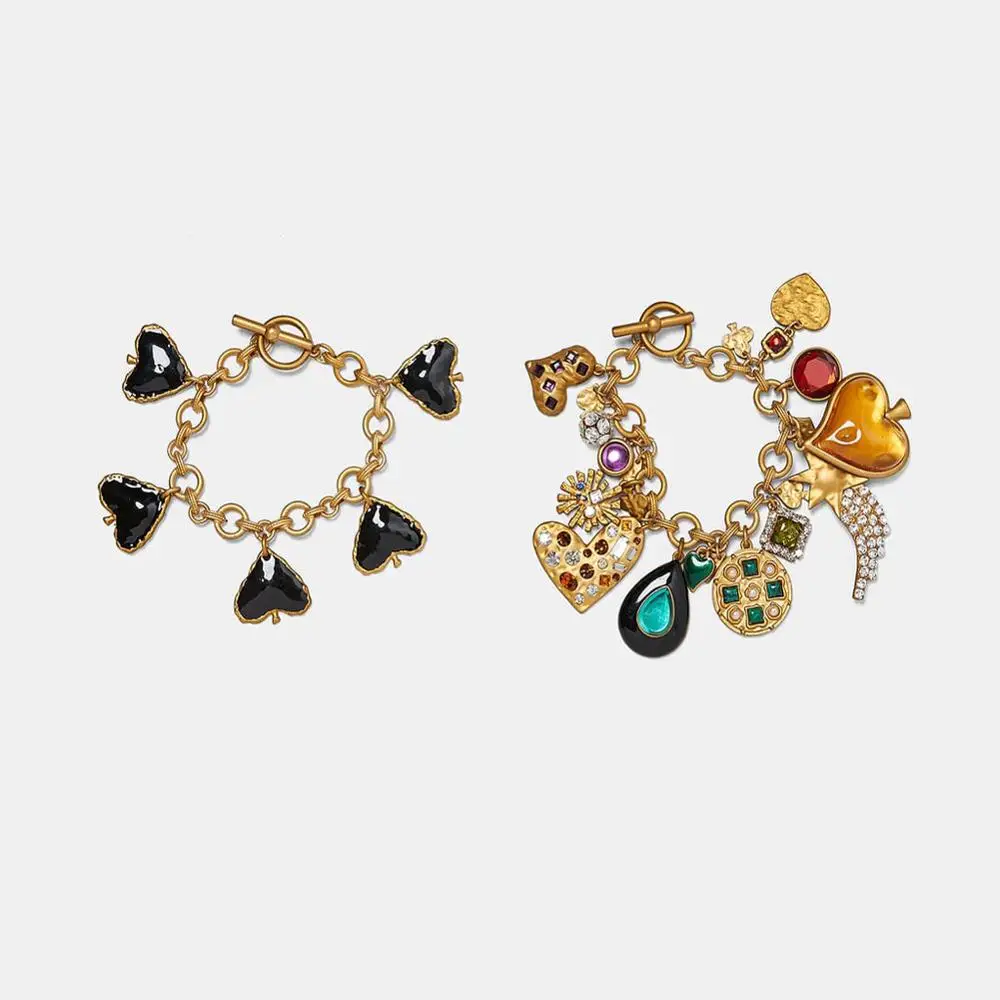 Лучшие женские модные браслеты в форме сердца и браслеты для женщин, Boho, свадебные подарки для вечеринки, геометрические браслеты с подвеской, ювелирные изделия - Окраска металла: Gold Color