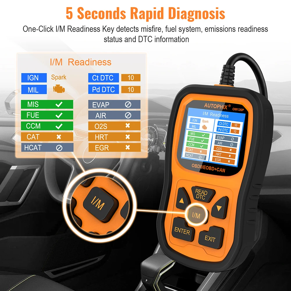Профессиональный OBD2 сканер Autophix Om126P полный диагностический инструмент