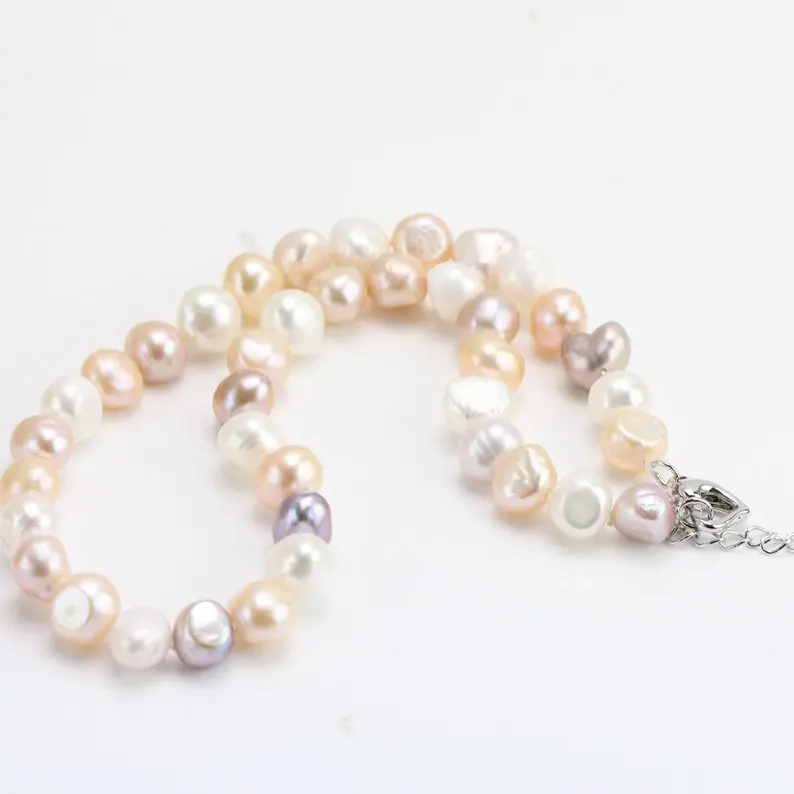 Unique Pearls jewellery Store Baroque Pearl Necklace 10mm Multicolor Irregular Nugget Knotted Women Gift Jewelry | Украшения и