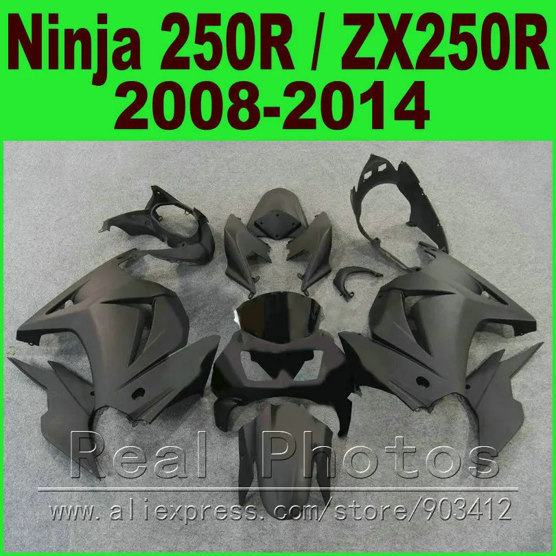 Матовые черные Обтекатели для Kawasaki Ninja 250r Зеленые Белые EX250 2008 - 2014 ZX 250 комплекты