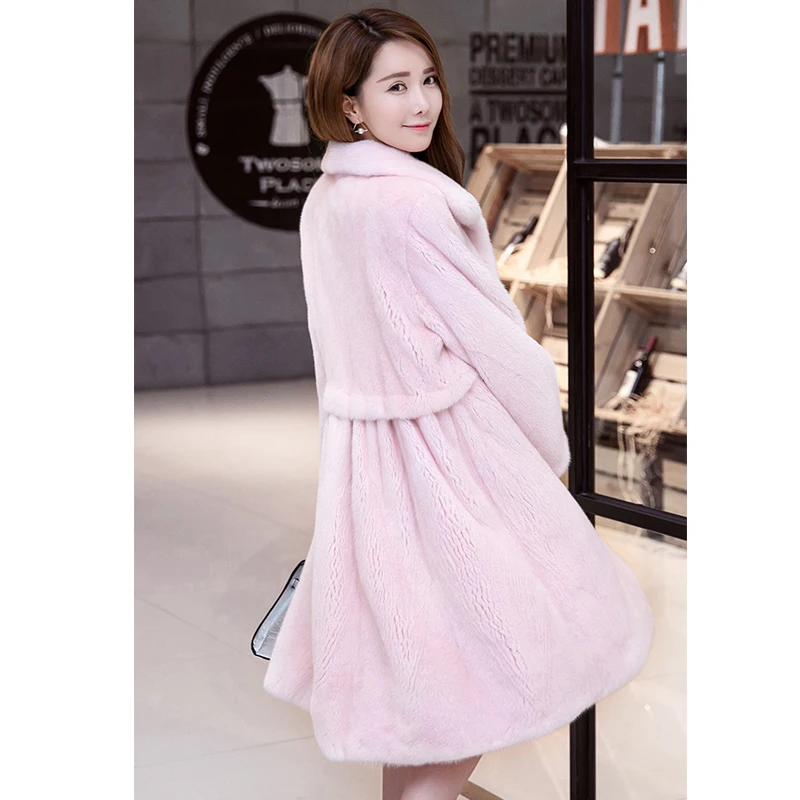 Женская туника из натуральной кожи LVCHI розовая норковая шуба натурального меха