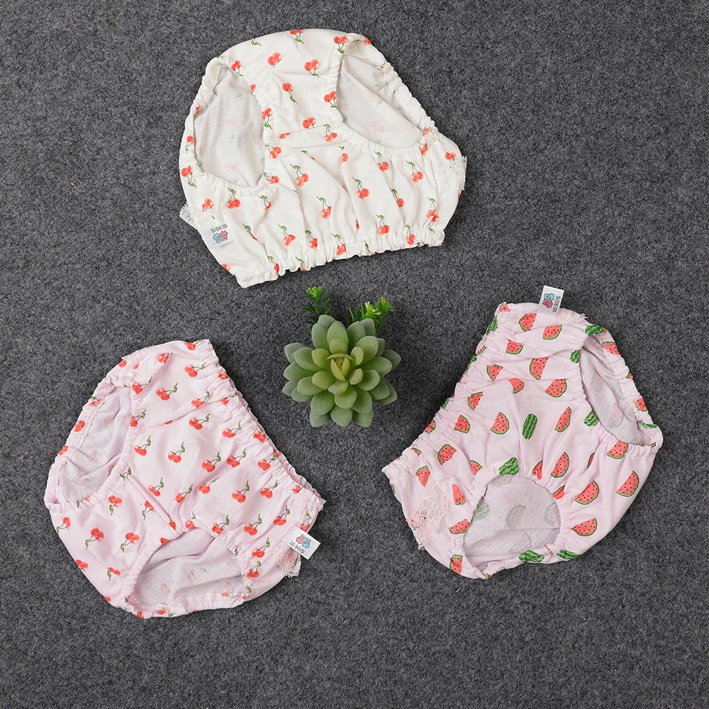 3 шт./Лот Детские хлопковые трусы с цветочным кружевом|bread pants|underpants kidsbaby girl underpants |