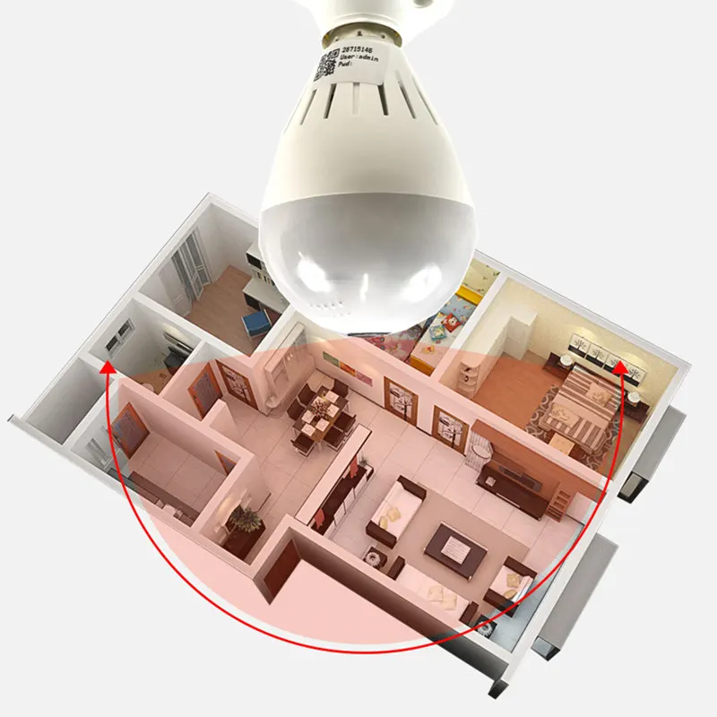 360 градусов Wi-Fi камера беспроводная ip-камера Wi-Fi, лампочка рыбий глаз панорамная камера видеонаблюдения Обнаружение движения