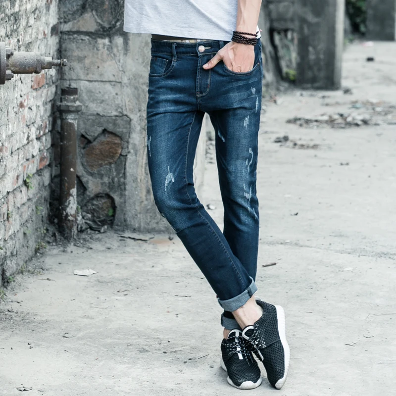 Men Jeans Design Biker Strech Casual Jean For Hight Quality Cotton Male Long Trousers 32 33 34 36 38 | Мужская одежда