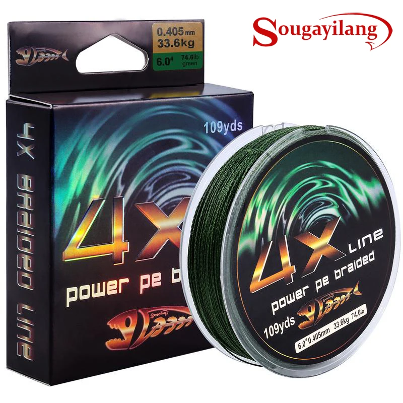 Sougayilang 4X силовые ПЭ плетеные лески 109 ярдов/100 м 7лб-75lb устойчивые к истиранию прочные плетеные лески