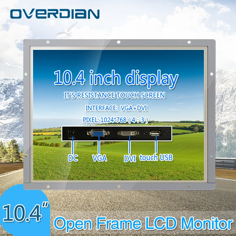 10/10. 4 &quotпромышленный контроль Lcd Сопротивление сенсорный экран монитор VGA/USB/DVI