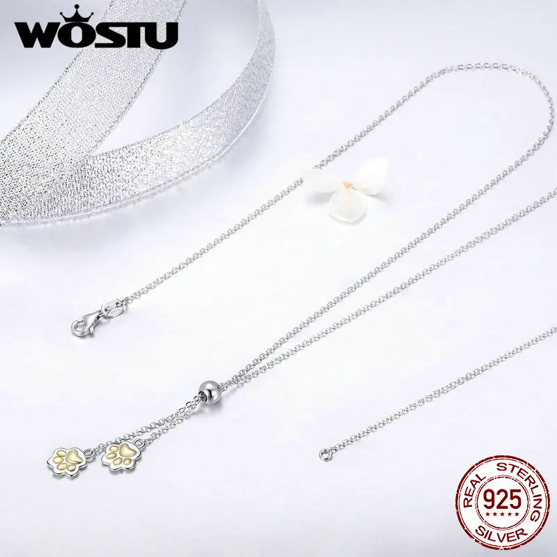 WOSTU хит продаж Настоящее серебро 925 пробы подвеска в виде лапы ожерелье для женщин