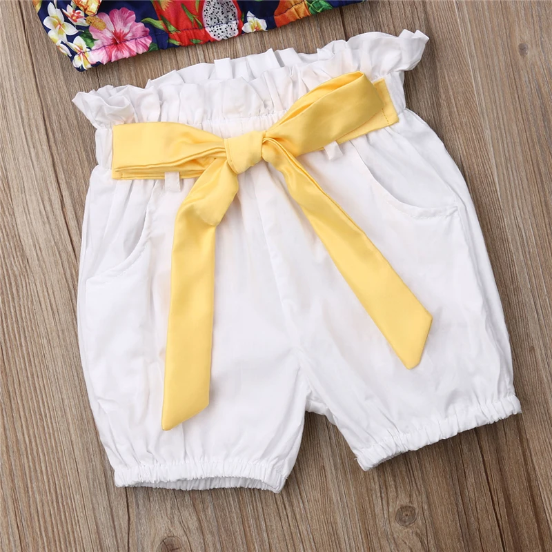 Новый летний комплект одежды для маленьких девочек футболка с фруктовым принтом