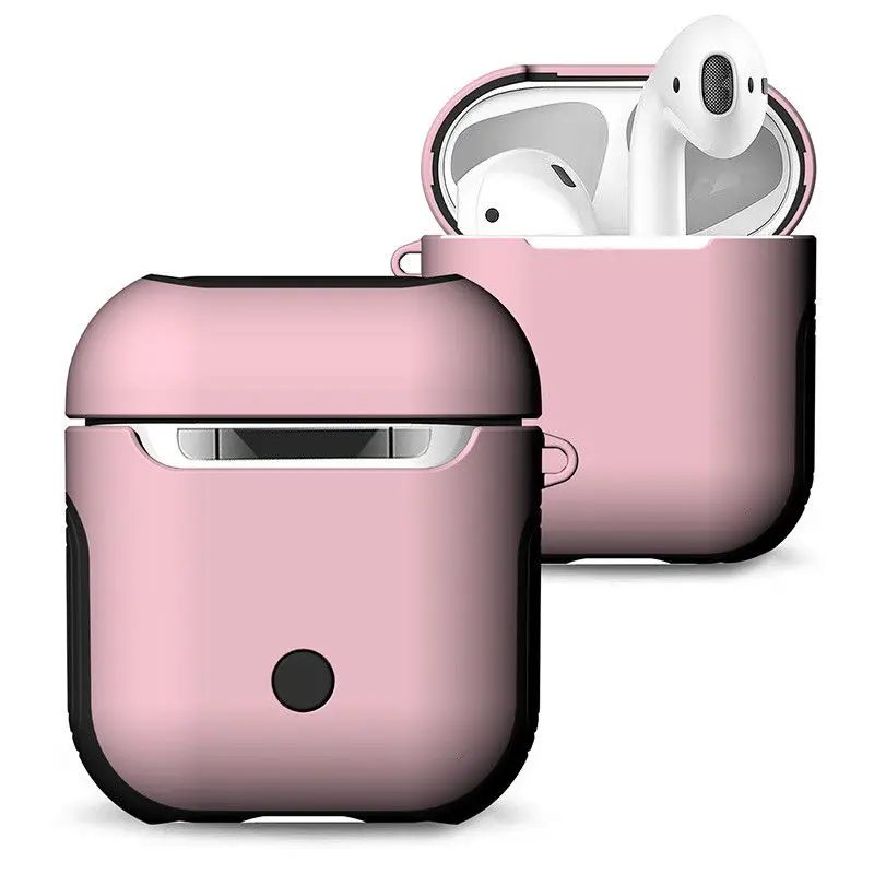 Наушники для AirPods силиконовый чехол Защитная оболочка покрытие для Apple Airpod зарядный ящик коробки для хранения Air Pods вкладыши наушников сумка - Цвет: Розовый
